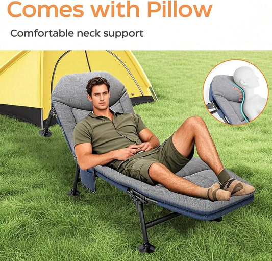 Lit Une Personne Pliable Chaise Longue De Camping À 8 Pieds avec Matelas