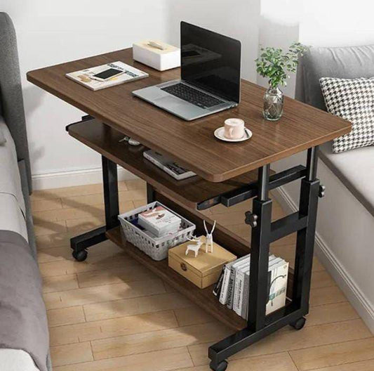 Bureau d'ordinateur réglable en hauteur avec roulettes