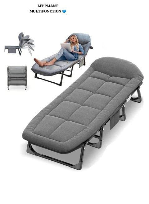 Lit Une Personne Pliable Chaise Longue De Camping À 8 Pieds avec Matelas