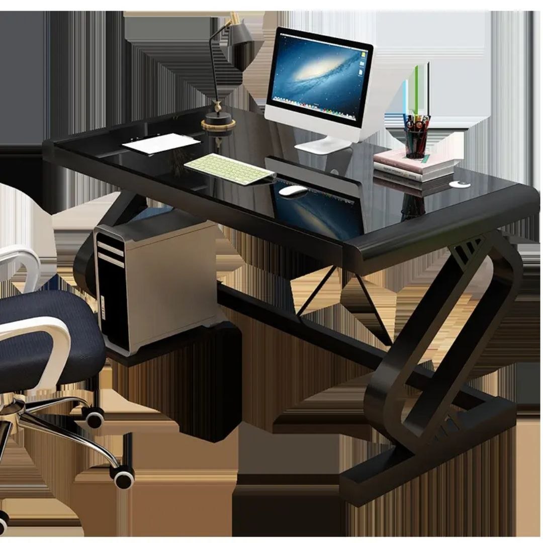 Bureau d'ordinateur à domicile  en Verre Trempé, facile à installer ( taille : 120 x 60 x 75 cm)